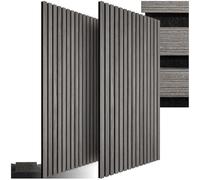 tectake® Paneles Acusticos Decorativos MDF, Chapa de Madera Real, Excelente Acústica, Tejido de Fieltro y Madera, Insonorización Acústica Pared, Listones de Madera - 2 Paneles Roble Gris Claro