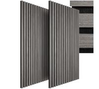 tectake® Paneles Acusticos Decorativos MDF, Chapa de Madera Real, Excelente Acústica, Tejido de Fieltro y Madera, Insonorización Acústica Pared - 2 Paneles Roble Gris Claro