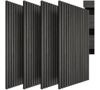 tectake® Paneles Acusticos Decorativos MDF, Chapa de Madera Real, Excelente Acústica, Tejido de Fieltro y Madera, Insonorización Acústica Pared - 4 Paneles Roble Negro