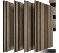 tectake® Paneles Acusticos Decorativos MDF, Chapa de Madera Real, Excelente Acústica, Tejido de Fieltro y Madera, Insonorización Acústica Pared, Listones de Madera - 4 Paneles Roble Oscuro