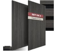 tectake® Paneles Acusticos Decorativos MDF, Chapa de Madera Real, Excelente Acústica, Tejido de Fieltro y Madera, Insonorización Acústica Pared - 60 x 120 x 2,1 cm 2 Paneles Roble Negro