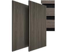 tectake® Paneles Acusticos Decorativos MDF, Chapa de Madera Real, Excelente Acústica, Tejido de Fieltro y Madera, Insonorización Acústica Pared - 2 Paneles Roble Gris