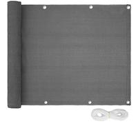tectake® Pantalla de Protección, Malla Ocultacion para Balcon y Jardin, Tela Impermeable Exterior, Malla Sombreo, Toldo Lateral - 500 x 90 x 0,5 cm Gris