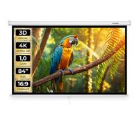 tectake® Pantalla Proyector Enrollable 84 Pulgadas16:9 para Instalación en Pared o Techo, Pantalla para Proyector HD, Tela Proyector Extensible y Lavable - 201 x 128 cm