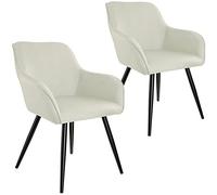 TecTake Par de sillas de Comedor tapizadas en Piel sintética, Juego de sillas Elegantes para el salón, Sillones para la Cocina, Muebles de Interior (Crema-Negro)