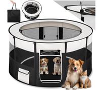 tectake® Parque Plegable Ideal para Interior y Exterior, Jaula para Cachorros y Valla Perro, Perfecto para Perros y Gatos - Negro
