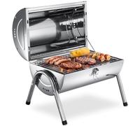 tectake® Parrilla Acero Inoxidable Portátil, Doble Zona, 2 Bandejas