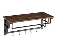 TecTake® Percheros Pared, Perchero Entrada Recibidor, Colgador Pared, Muebles de Entrada, Colgadores, Diseño Estable con Ganchos Extraíbles - 30 x 66 x 27 cm Madera Industrial Oscura, Rústica