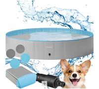 tectake® Piscina Plegable para Perros, Piscina Mascotas, Bañera para Perros, PVC Resistente, Plegable para Gatos, Pet Pool, Bañera Desmontable Antideslizante, Accesorios Perro - 160 cm