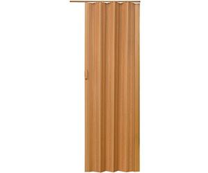 tectake® puerta plegable pvc, manija doble, altura recortable, cierre magnético, repelente al agua, puertas correderas de interior, resistente al agua, puerta corredera plegable - Nogal