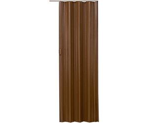 tectake® puerta plegable pvc, manija doble, altura recortable, cierre magnético, repelente al agua, puertas correderas de interior, resistente al agua, puerta corredera plegable - Teca