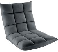 Tectake Puf de suelo con respaldo 2 en 1 terciopelo 108 x 57 x 13,5 cm, gris