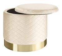 TecTake® Puff almacenaje Aterciopelado con Base Dorada y Gran Capacidad, Ideal como Taburete Dormitorio, Puff Dormitorio o Elegante Silla Tocador - 51 x 51 x 44,5 cm Crema