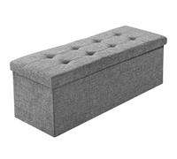 TecTake® Puff Almacenaje Plegable con Asiento Acolchado y Gran Capacidad Interior, Ideal como Zapatero Entrada Recibidor o Banco con Almacenaje para el Hogar - 110 x 38 x 38 cm Gris Claro