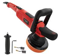 tectake® Pulidora Excéntrica Orbital Coche 810W Digital, Con Mango Curvo y Recto Adicional, Esponja de Pulido, 2 Carbones de Repuesto, Abrillantado, Pulimento Coche - Regulación Velodidad Manual