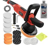 tectake® Pulidora para Coche 810W, Incluye Plato de Rotación, Esponja de Pulir, Kit Completo con Esponjas, Pulimento Coche Arañazos, Pulidora Orbital, Detailing - Pulidora + Set de 16 Piezas