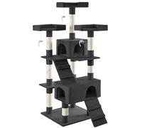 Tectake - Rascador para gatos BARNEY, 2 casetas para gatos con felpa para mayor suavidad, Varias alturas, 3 plataformas para descansar
