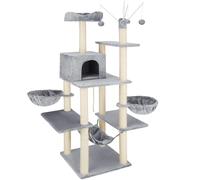 tectake® Árbol Rascador para Gatos con Hamaca, Plataformas, Bolas de Juego, Juguetes y Plataforma de Descanso - Protección Antivuelco - Negro