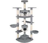 Tectake - Rascador para gatos NELLY, 2 casetas bicolor para gatos, 2 nidos basculantes para mecerse, 3 plataformas para descansar, Cuerda de juego, El árbol destaca por su acabado de calidad superior