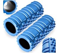 tectake® Rodillo Masaje Muscular con Relieves Profundos, para Masajeador Cervical y Espalda, Masajeador de Piernas, Fisioterapia y Musculacion, Ayuda en la Recuperación Muscular - 2 Unidades Azul