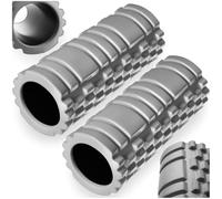 tectake® Rodillo Masaje Muscular con Relieves Profundos, para Masajeador Cervical y Espalda, Masajeador de Piernas, Fisioterapia y Musculacion, Ayuda en la Recuperación Muscular - 2 Unidades Gris