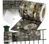 tectake® Rollo Aislamiento Aislante PVC 19 cm de Alto, Protección UV, Privacidad, Clips de Sujeción, Malla Sombreo, Ocultacion Jardin Exterior, Valla Jardin Exterior - 35 m Símil Piedra
