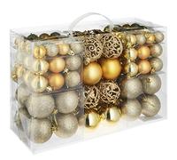 TecTake Set 100x Bolas de Navidad, Adorno Navideño, Ornamento Colgante, Decoración Festiva para Árbol, Resistente & Duradero, 3-6 cm, Brillante & Mate, Doradas