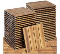 TecTake® Set 40x Baldosas Jardín Exterior con 4 Tablones Madera, Suelo Terraza Exterior Resistente a Intemperie, Suelo Jardín con Base de Rejilla y Drenaje, Montaje Sistema Clic - Madera