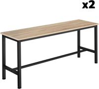 Tectake Set de 2 bancos de estilo industrial 108x325x50 cm madera clara