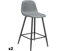 Tectake Set de 2 taburetes altos con respaldo y reposapiés, 45x48x92 cm, gris