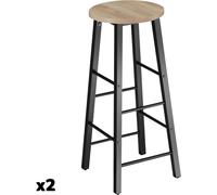Tectake Set de 2 taburetes de bar, madera industrial clara, roble Sonoma