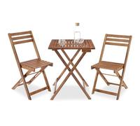 tectake® Set de Bistró de Mesa Plegable y Sillas Jardin para 2 Personas, Conjunto Jardin Exterior, Resistente a la Intemperie, Sillas Plegables, Mesa Terraza Exterior, Muebles, Balcon - Marrón