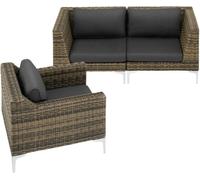 Tectake Set de piezas modulares para conjunto de ratán 3 asientos, antracita