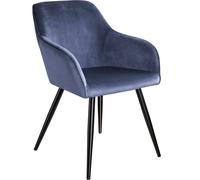 Tectake - Silla aterciopelada MARILYN patas color negro, Silla tapizada en terciopelo, Versátil y combinable, Forma ergonómica con bordes redondeados