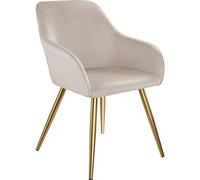 Tectake - Silla aterciopelada Marilyn patas color oro Silla tapizada en terciopelo Versátil y combinable Forma ergonómica con bordes redondeados