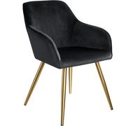 Tectake - Silla aterciopelada Marilyn patas color oro Silla tapizada en terciopelo Versátil y combinable Forma ergonómica con bordes redondeados