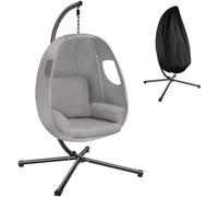 Tectake Silla colgante con soporte y cojín 160kg, gris claro