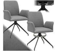 TecTake® Silla Comedor Nordica Acolchada con Reposabrazos, Sillas Giratorias, Sillas Cocina Moderna, Silla Salon Comedor, Butaca Dormitorio, Muebles Salon Modernos - Set de 2 Antracita
