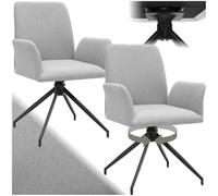 TecTake® Silla Comedor Nordica Acolchada con Reposabrazos, Sillas Giratorias, Sillas Cocina Moderna, Silla Salon Comedor, Butaca Dormitorio, Muebles Salon Modernos - Set de 2 Gris Claro