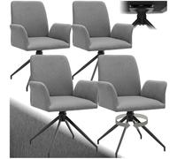 TecTake® Silla Comedor Nordica Acolchada con Reposabrazos, Sillas Giratorias, Sillas Cocina Moderna, Silla Salon Comedor, Butaca Dormitorio, Muebles Salon Modernos - Set de 4 Antracita