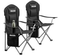 tectake® Silla de Camping Plegable, Acolchada y con Portavasos, Silla Plegable con Bolsillo Lateral y Bolsa de Transporte, Tejido Impermeable, Silla Exterior Acampada, Playa, Jardín, Picnic - 2 sillas