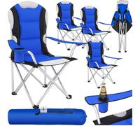 tectake® Silla de Camping Plegable, Confort Acolchado, Soporte para Bebidas, Bolsa de Transporte, Silla Playa, Sillas Plegables, Sillas Exterior Terraza, Silla Relax - Azul