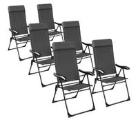 tectake® Silla de Camping Plegable de Aluminio, Respaldo Ajustable 7 Posiciones, Tejido Transpirable, Reposabrazos Ergonómicos, Cojín Extraíble, Pies Antideslizantes, Ideal Acampada y Playa - 6 sillas