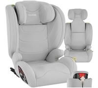 tectake® Silla de Coche Infantil, Homologada i-Size ECE R129, Con ISOFIX, Cinturón de 3 Correas, Reposacabezas Regulable, Acolchado Extragrueso, Hatsa 36 Kg, Funda Extraíble, 100-150 cm - gris claro