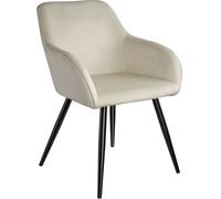 Tectake Silla de comedor aterciopelada 58 x 62 x 82 cm crema/negro