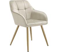 Tectake Silla de comedor, aterciopelada, 58 x 62 x 82 cm, crema/oro