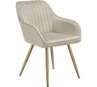 Tectake Silla de comedor, aterciopelada, 58 x 62 x 82 cm, crema/oro
