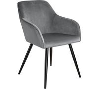 Tectake Silla de comedor aterciopelada 58 x 62 x 82 cm gris/negro