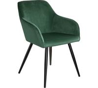 Tectake Silla de comedor aterciopelada 58 x 62 x 82 cm verde oscuro/negro