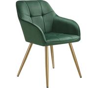 Tectake Silla de comedor, aterciopelada, 58 x 62 x 82 cm, verde oscuro/oro